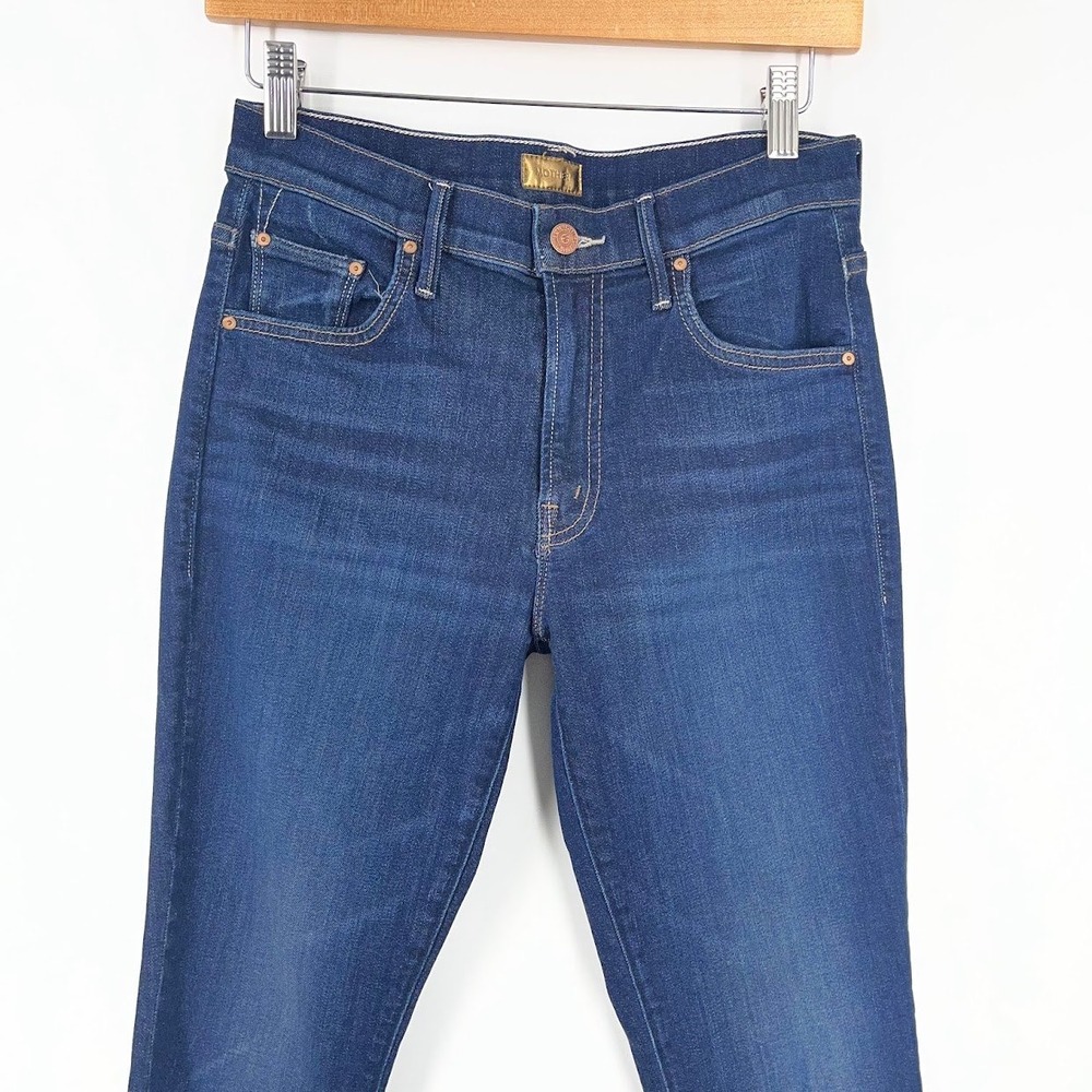 Mother Lil Insider Crop Step Fray Jeans Off Limits Dark Wash Size 27 High Rise - Picture 3 of 15